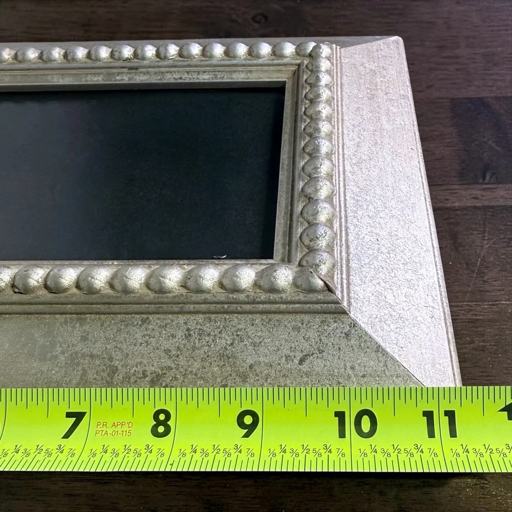 Set of 2 Champagne Silver Picture Frames Ornate Beaded 8x10 and 5x7 Decor